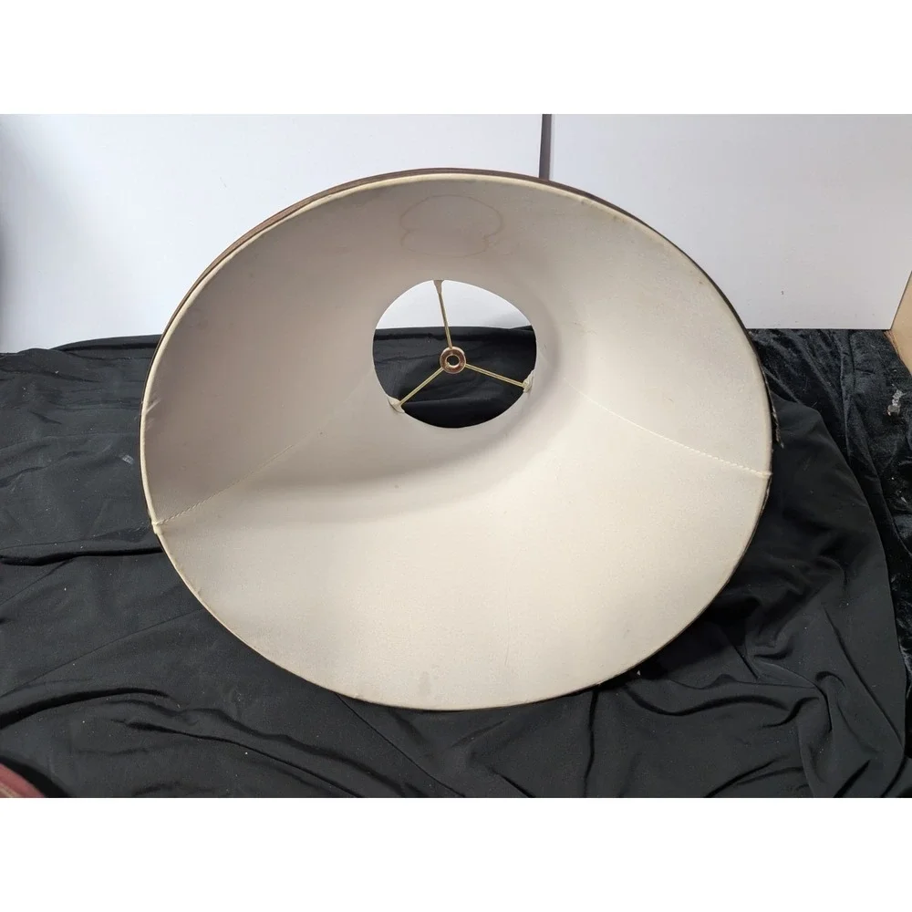 Vintage Pair of Burgundy Red Fabric Lamp Shades Bell‎ Shape Brass Spider Fitter